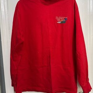 Red embroidered Oktoberfest long sleeve shirt
